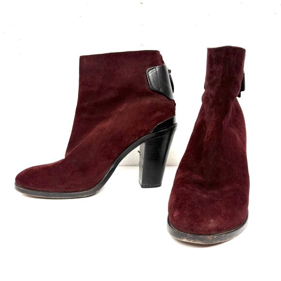 Rag & Bone Kerr Nubuck Ankle Boots Bordeaux Chunky Stacked Heel Taylor Swift 41 - Picture 6 of 15